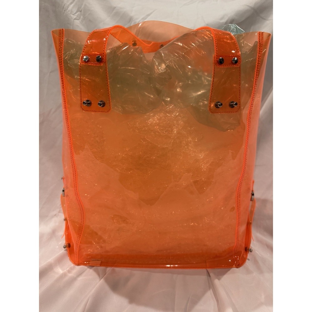 Alexander McQueen Neon Orange Clear PVC Large Tote Bag Silver Hardware - Picture 11 of 15